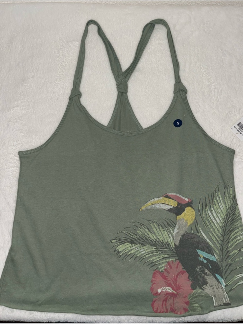 Hollister 100% Cotton Tropical Print Racerback Tank Top - size S - NWT